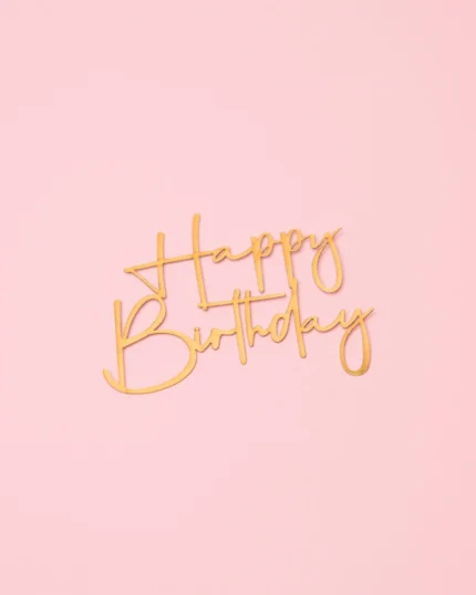Aviso Happy Birthday catulina dorada metalizada